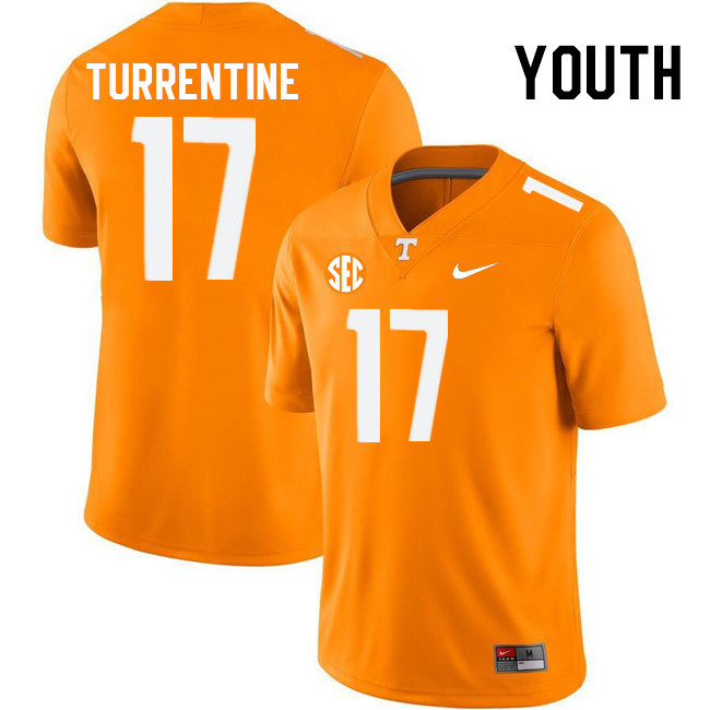 Youth #17 Andre Turrentine Tennessee Volunteers College Football Jerseys Stitched Sale-Orange